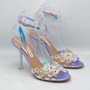 Aquazzura Meteorite PVC Embellished Ankle-Strap Sandals size 36